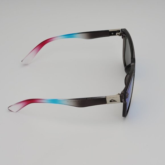Quiksilver Round Flat Lens Sunglasses Clear Gray Frame Blue Mirror Lens Q26 - Picture 10 of 13